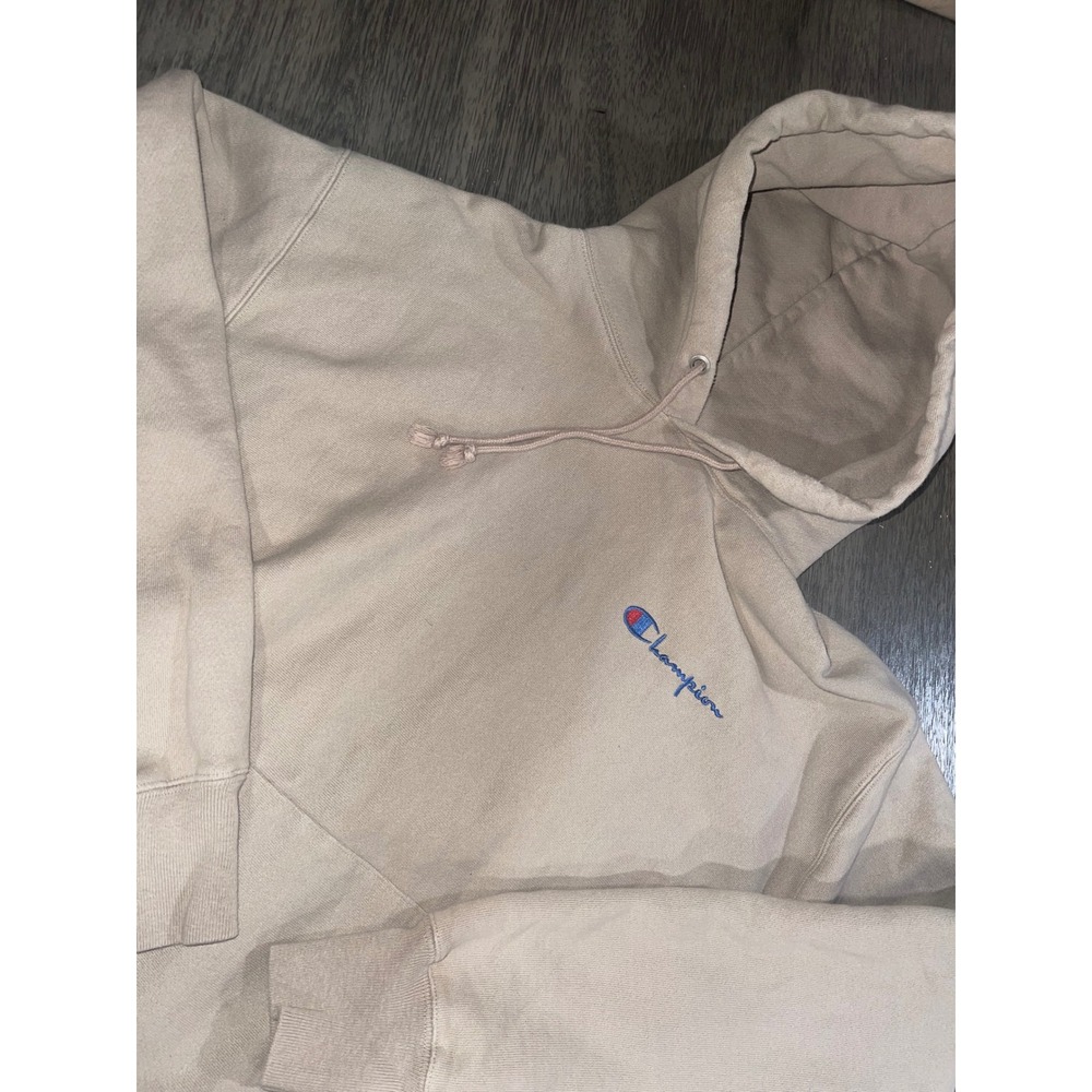 Champion Mens XL Tan Hoodie Reverse Weave Athletic Apparel Graphic Sweatshirt